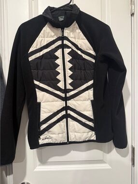 Lauren Active Ralph Lauren Women's Black and White Full-Zip Fleece Jacket Size S